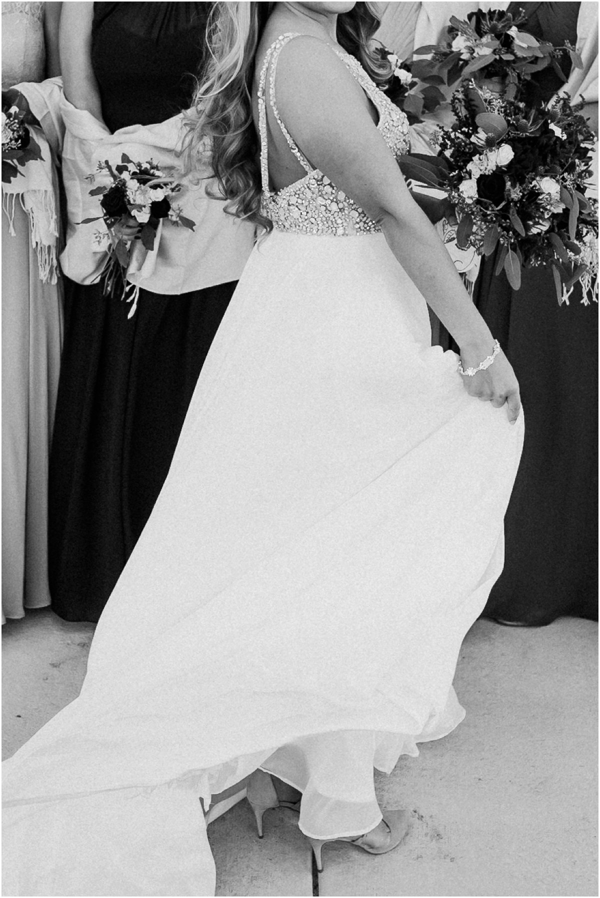 Hayley Paige Gown Black and White Bride Unposed Wedding Photography Wichita Kansas 