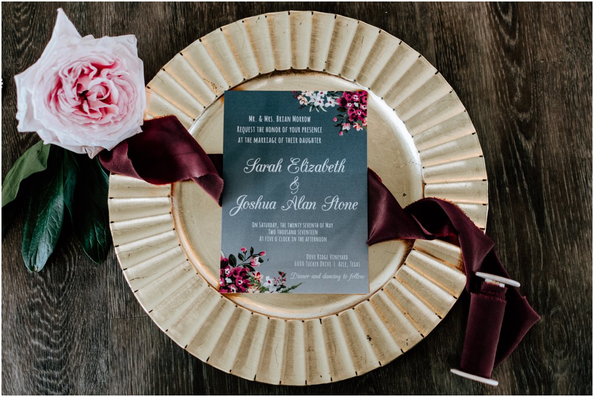 Pink Wine Cranberry Navy Invitation Wedding - Fort Worth Dallas - Wichita Wedding Photographer