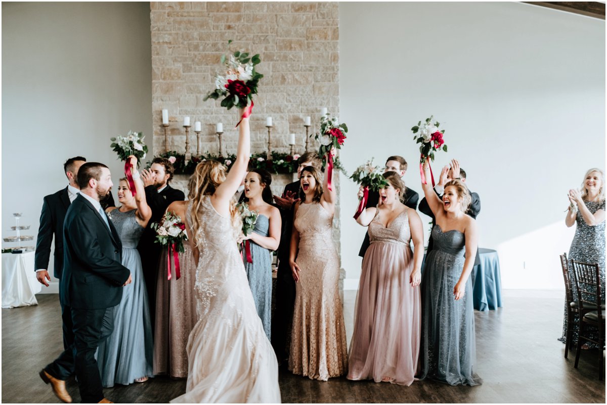 Reception Entrance Pink Wine Cranberry Navy Wedding - Dove Ridge Vineyard - Fort Worth Dallas - Wichita Wedding Photographer