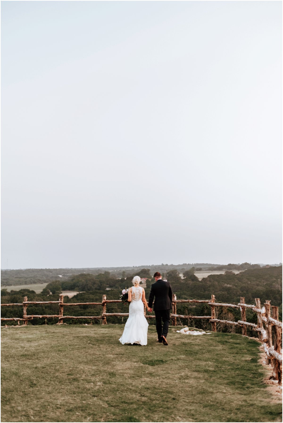 Bride and Groom Cliff Portraits Pink Wine Cranberry Navy Wedding - Dove Ridge Vineyard - Fort Worth Dallas - Wichita Wedding Photographer