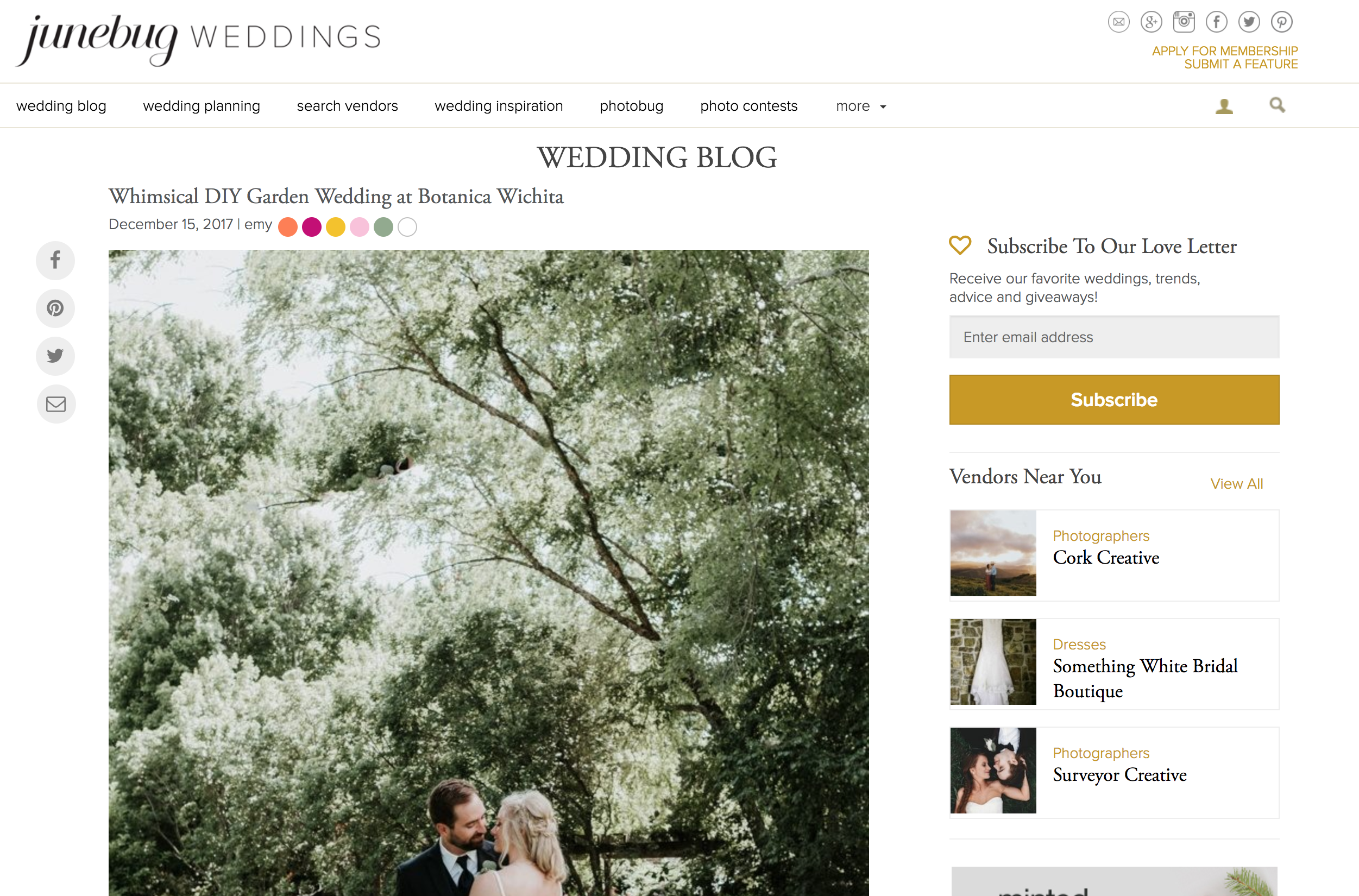 Junebug Wedding Publication Homepage - Garden Wedding Kay + Bee