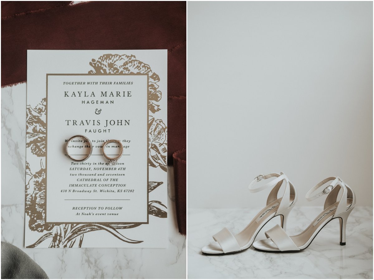 Wedding Details, Marsala and Gold Wedding Wichita Kansas Photography