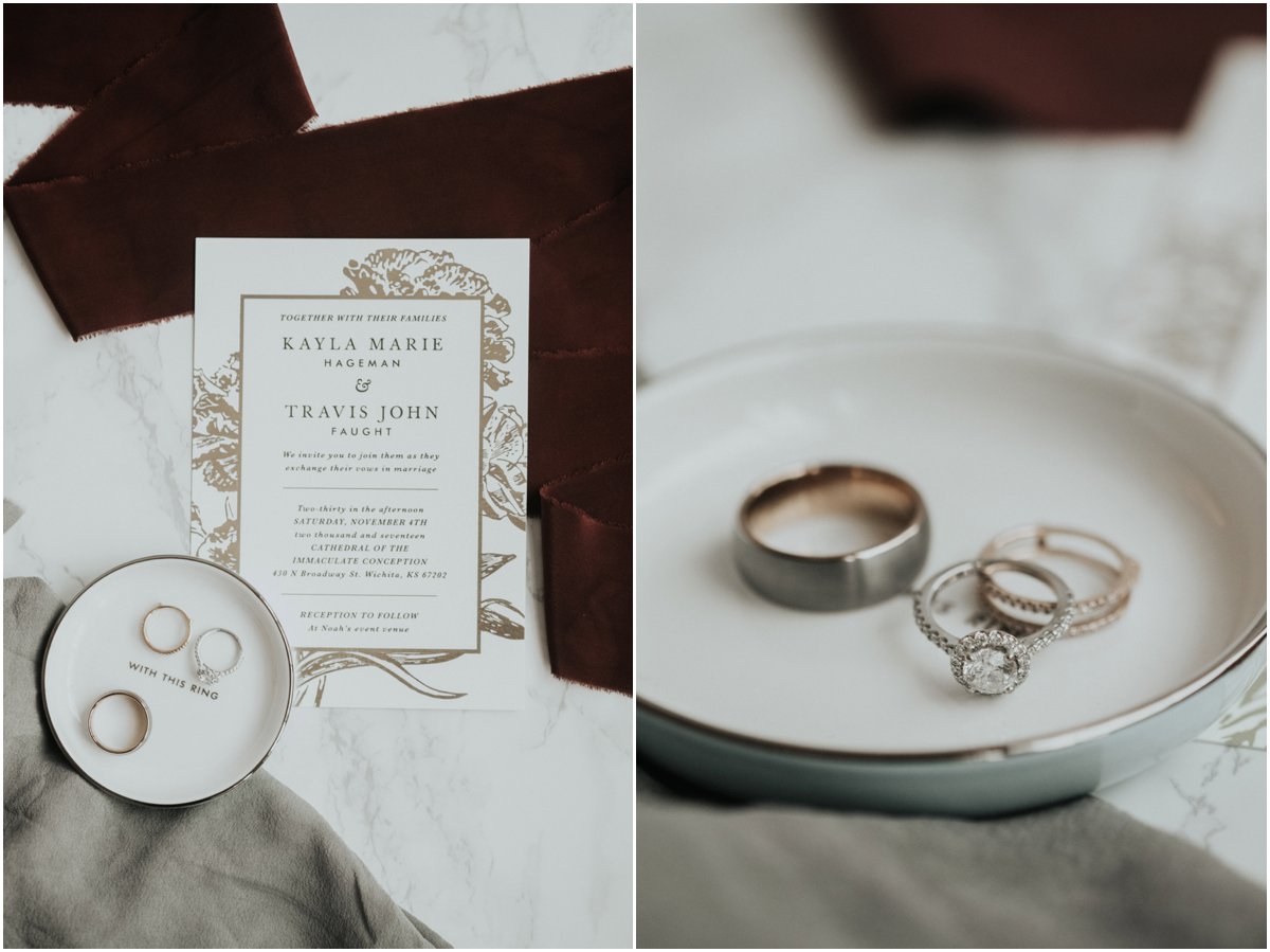 Wedding Details, Marsala and Gold Wedding Wichita Kansas Photography