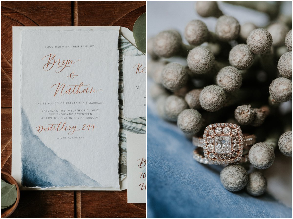 Wood and Watercolor Invitation Suite