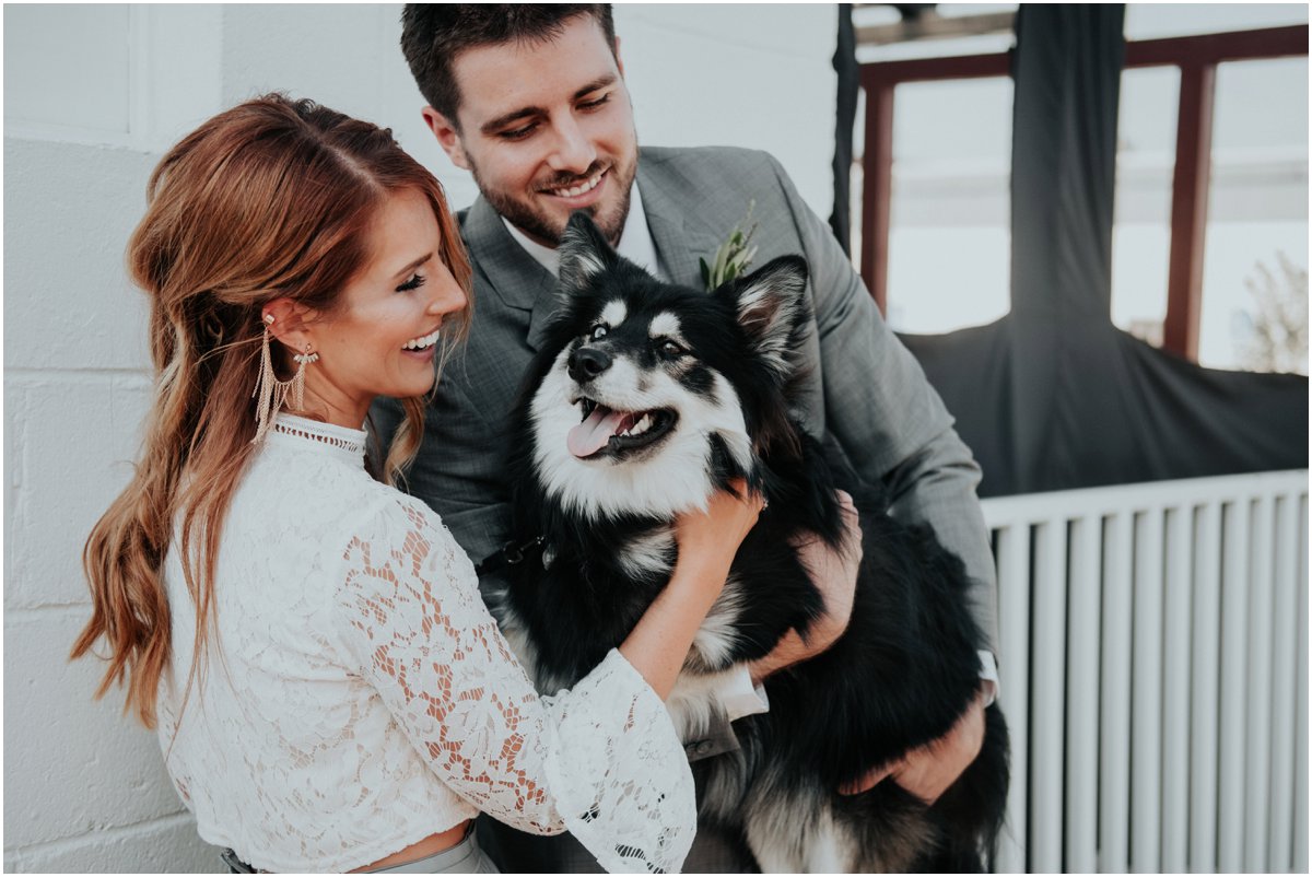 Industrial Greenery Wedding Inspiration, Flower Dog