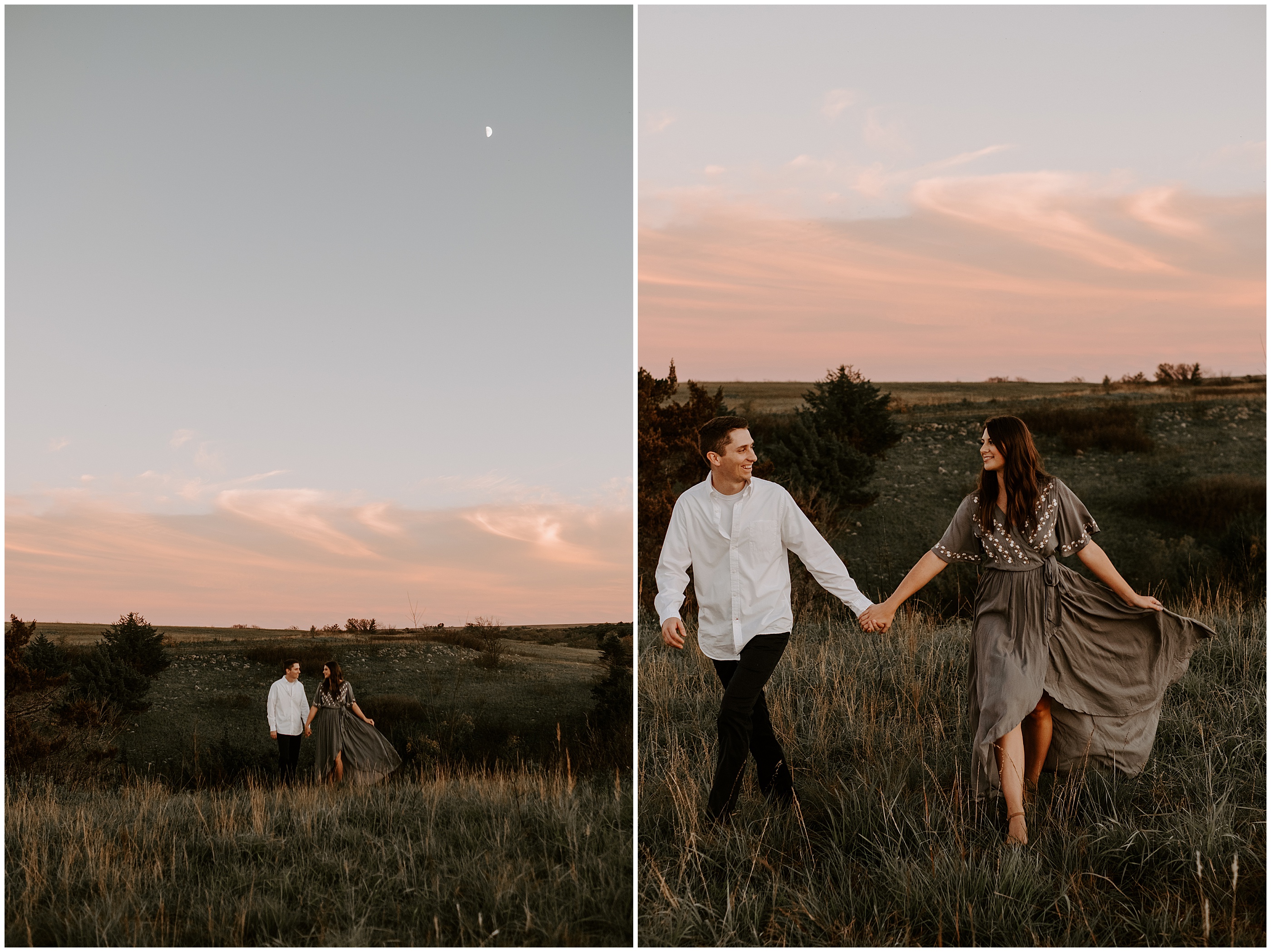 moon engagement session in kansas